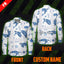 Hi Vis FR Button Long Sleeves Reflective Tapes Blue Flowers Turtle 2 Hi-Vis Work Shirt