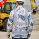 Hi Vis FR Button Long Sleeves Reflective Tapes Blue Flowers Turtle 2 Hi-Vis Work Shirt