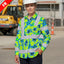 Hi Vis FR Button Long Sleeves Reflective Tapes Blue Neon And Green Flowers Hi-Vis Work Shirt