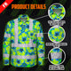 Hi Vis FR Button Long Sleeves Reflective Tapes Blue Neon And Green Flowers Hi-Vis Work Shirt