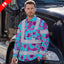 Hi Vis FR Button Long Sleeves Reflective Tapes Blue Neon And Pink Flowers Hi-Vis Work Shirt