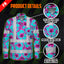 Hi Vis FR Button Long Sleeves Reflective Tapes Blue Neon And Pink Flowers Hi-Vis Work Shirt