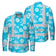 Hi Vis FR Button Long Sleeves Reflective Tapes Blue Neon And White Flowers Hi-Vis Work Shirt
