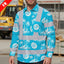 Hi Vis FR Button Long Sleeves Reflective Tapes Blue Neon And White Flowers Hi-Vis Work Shirt