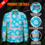 Hi Vis FR Button Long Sleeves Reflective Tapes Blue Neon And White Flowers Hi-Vis Work Shirt