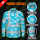 Hi Vis FR Button Long Sleeves Reflective Tapes Blue Neon And White Flowers Hi-Vis Work Shirt