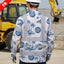 Hi Vis FR Button Long Sleeves Reflective Tapes Dark Blue And White Flowers Hi-Vis Work Shirt