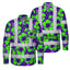 Hi Vis FR Button Long Sleeves Reflective Tapes Green Neon And Violet Flowers Hi-Vis Work Shirt