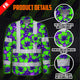 Hi Vis FR Button Long Sleeves Reflective Tapes Green Neon And Violet Flowers Hi-Vis Work Shirt