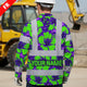 Hi Vis FR Button Long Sleeves Reflective Tapes Green Neon And Violet Flowers Hi-Vis Work Shirt