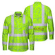 Hi Vis FR Button Long Sleeves Reflective Tapes Green Neon Flowers Hi-Vis Work Shirt