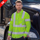 Hi Vis FR Button Long Sleeves Reflective Tapes Green Neon Flowers Hi-Vis Work Shirt