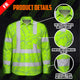 Hi Vis FR Button Long Sleeves Reflective Tapes Green Neon Flowers Hi-Vis Work Shirt