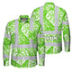 Hi Vis FR Button Long Sleeves Reflective Tapes Green Neon White Flowers Hi-Vis Work Shirt