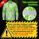 Hi Vis FR Button Long Sleeves Reflective Tapes Green Neon White Flowers Hi-Vis Work Shirt