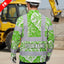 Hi Vis FR Button Long Sleeves Reflective Tapes Green Neon White Flowers Hi-Vis Work Shirt