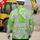 Hi Vis FR Button Long Sleeves Reflective Tapes Green Neon White Flowers Hi-Vis Work Shirt