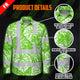 Hi Vis FR Button Long Sleeves Reflective Tapes Green Neon White Flowers Hi-Vis Work Shirt