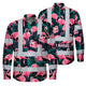 Hi Vis FR Button Long Sleeves Reflective Tapes Hawaii Flamingo Hi-Vis Work Shirt