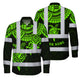 Hi Vis FR Button Long Sleeves Reflective Tapes Hawaiian Green Turtle Flower Hi-Vis Work Shirt