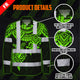 Hi Vis FR Button Long Sleeves Reflective Tapes Hawaiian Green Turtle Flower Hi-Vis Work Shirt