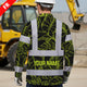 Hi Vis FR Button Long Sleeves Reflective Tapes Lime Neon Flowers Hi-Vis Work Shirt