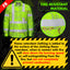 Hi Vis FR Button Long Sleeves Reflective Tapes Lime Neon White 2 Flowers Hi-Vis Work Shirt