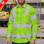 Hi Vis FR Button Long Sleeves Reflective Tapes Lime Neon White 2 Flowers Hi-Vis Work Shirt