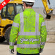 Hi Vis FR Button Long Sleeves Reflective Tapes Lime Neon White 2 Flowers Hi-Vis Work Shirt