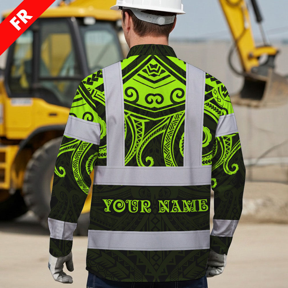 Hi Vis FR Button Long Sleeves Reflective Tapes Octopus Hi-Vis Work Shirt