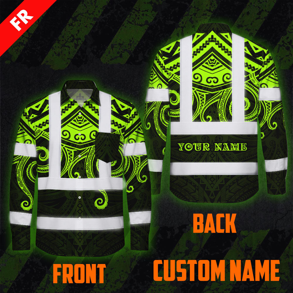 Hi Vis FR Button Long Sleeves Reflective Tapes Octopus Hi-Vis Work Shirt