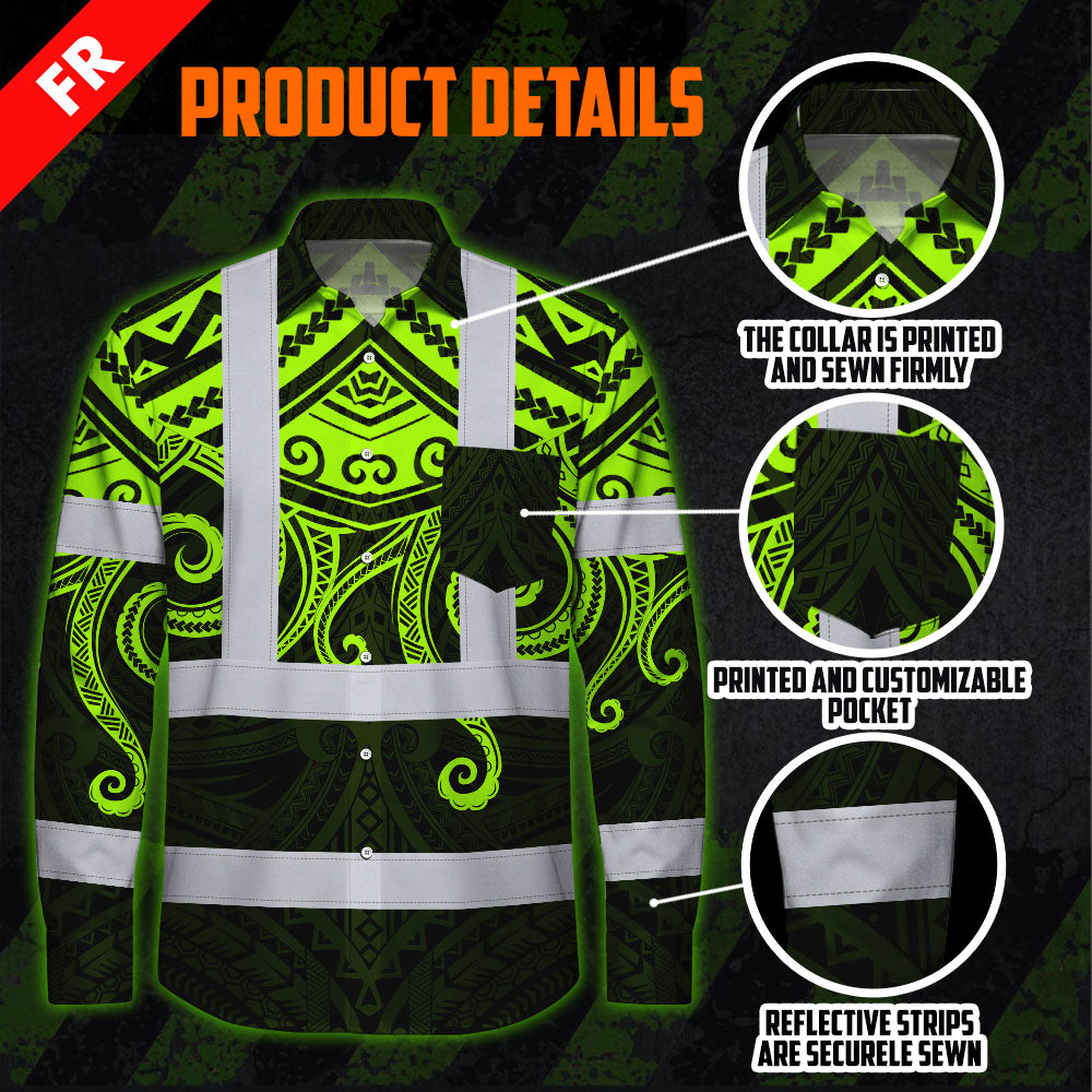 Hi Vis FR Button Long Sleeves Reflective Tapes Octopus Hi-Vis Work Shirt