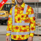 Hi Vis FR Button Long Sleeves Reflective Tapes Orange Neon And Yellow Flowers Hi-Vis Work Shirt