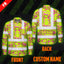 Hi Vis FR Button Long Sleeves Reflective Tapes Pink And Lime Neon Frog Hi-Vis Work Shirt