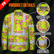 Hi Vis FR Button Long Sleeves Reflective Tapes Pink And Lime Neon Frog Hi-Vis Work Shirt