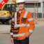 Hi Vis FR Button Long Sleeves Reflective Tapes TiKi Hawaiian Orange Neon Hi-Vis Work Shirt
