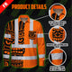 Hi Vis FR Button Long Sleeves Reflective Tapes TiKi Hawaiian Orange Neon Hi-Vis Work Shirt