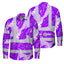 Hi Vis FR Button Long Sleeves Reflective Tapes Violet Neon Flowers Hi-Vis Work Shirt