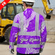 Hi Vis FR Button Long Sleeves Reflective Tapes Violet Neon Flowers Hi-Vis Work Shirt