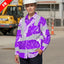 Hi Vis FR Button Long Sleeves Reflective Tapes Violet Neon Flowers Hi-Vis Work Shirt