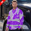 Hi Vis FR Button Long Sleeves Reflective Tapes Violet Neon Flowers Hi-Vis Work Shirt