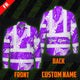 Hi Vis FR Button Long Sleeves Reflective Tapes Violet Neon Flowers Hi-Vis Work Shirt