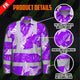 Hi Vis FR Button Long Sleeves Reflective Tapes Violet Neon Flowers Hi-Vis Work Shirt