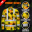 Hi Vis FR Button Long Sleeves Reflective Tapes Yellow Neon Flowers Hi-Vis Work Shirt