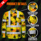 Hi Vis FR Button Long Sleeves Reflective Tapes Yellow Neon Flowers Hi-Vis Work Shirt