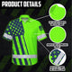 Hi Vis Hawaiian American Flag Shirt, Green Neon Hi-Vis Work Shirt