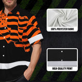 Hi Vis Hawaiian American Flag Shirt, Orange Neon Custom Name Reflective Short Sleeve Button-up Safety Shirt for Workers