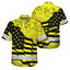 Hi Vis Hawaiian American Flag Shirt, Yellow Neon Hi-Vis Work Shirt