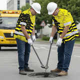 Hi Vis Hawaiian American Flag Shirt, Yellow Neon Custom Name Reflective Short Sleeve Button-up Safety Shirt for Workers