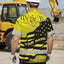 Hi Vis Hawaiian American Flag Shirt, Yellow Neon Hi-Vis Work Shirt